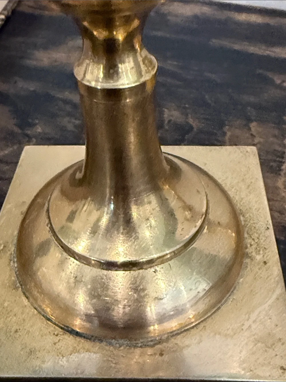Vintage  Brass Candlesticks Pair Square Base Made in Japan Mid Century